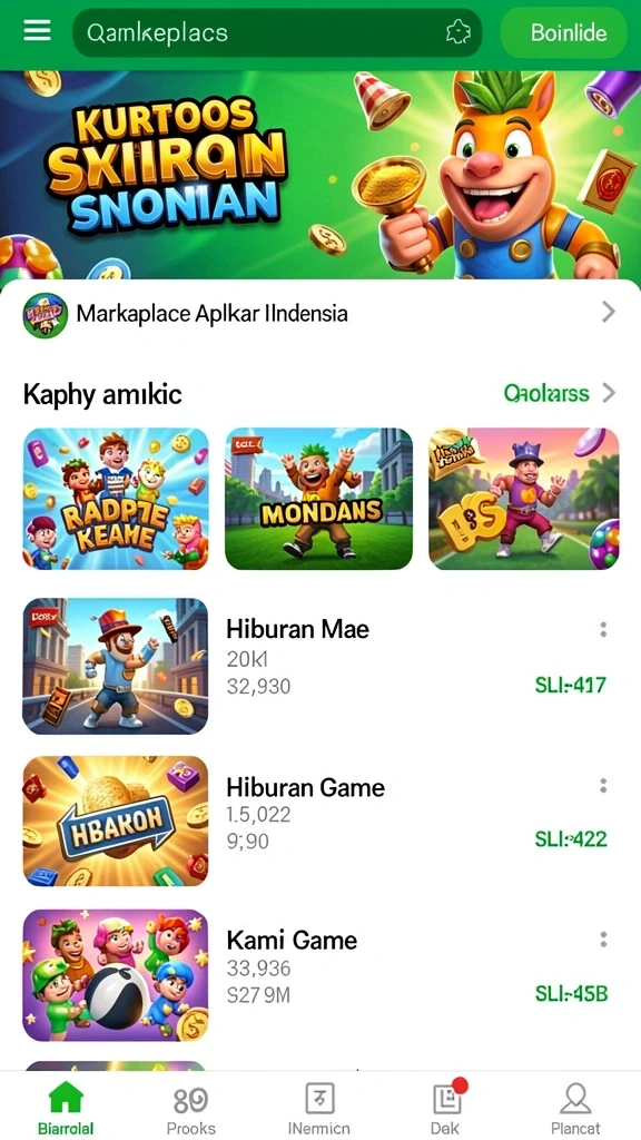 Tampilan utama aplikasi 68IDN dengan menu navigasi yang jelas.