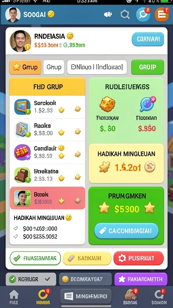 Menu permainan yang beragam dan interaktif.
