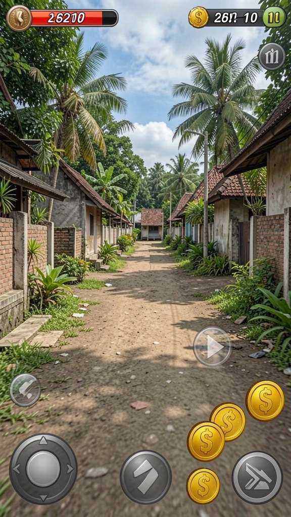 Screenshot menunjukkan karakter pemain dalam aksi melawan musuh.