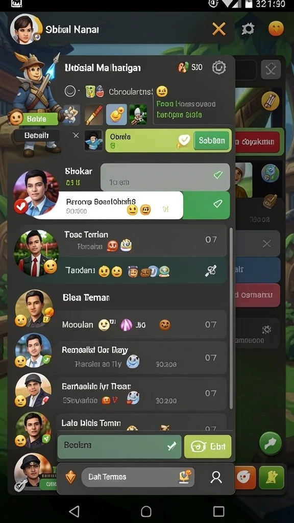Lingkungan permainan yang interaktif dan penuh warna.